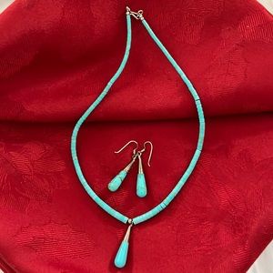 Real Turquoise Necklace w/ Matching Earrings
